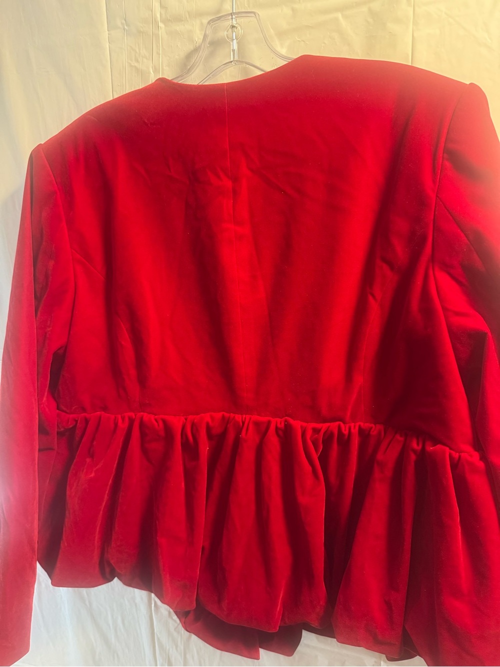 Eloquii Red Velvet Jacket with Clean Neckline